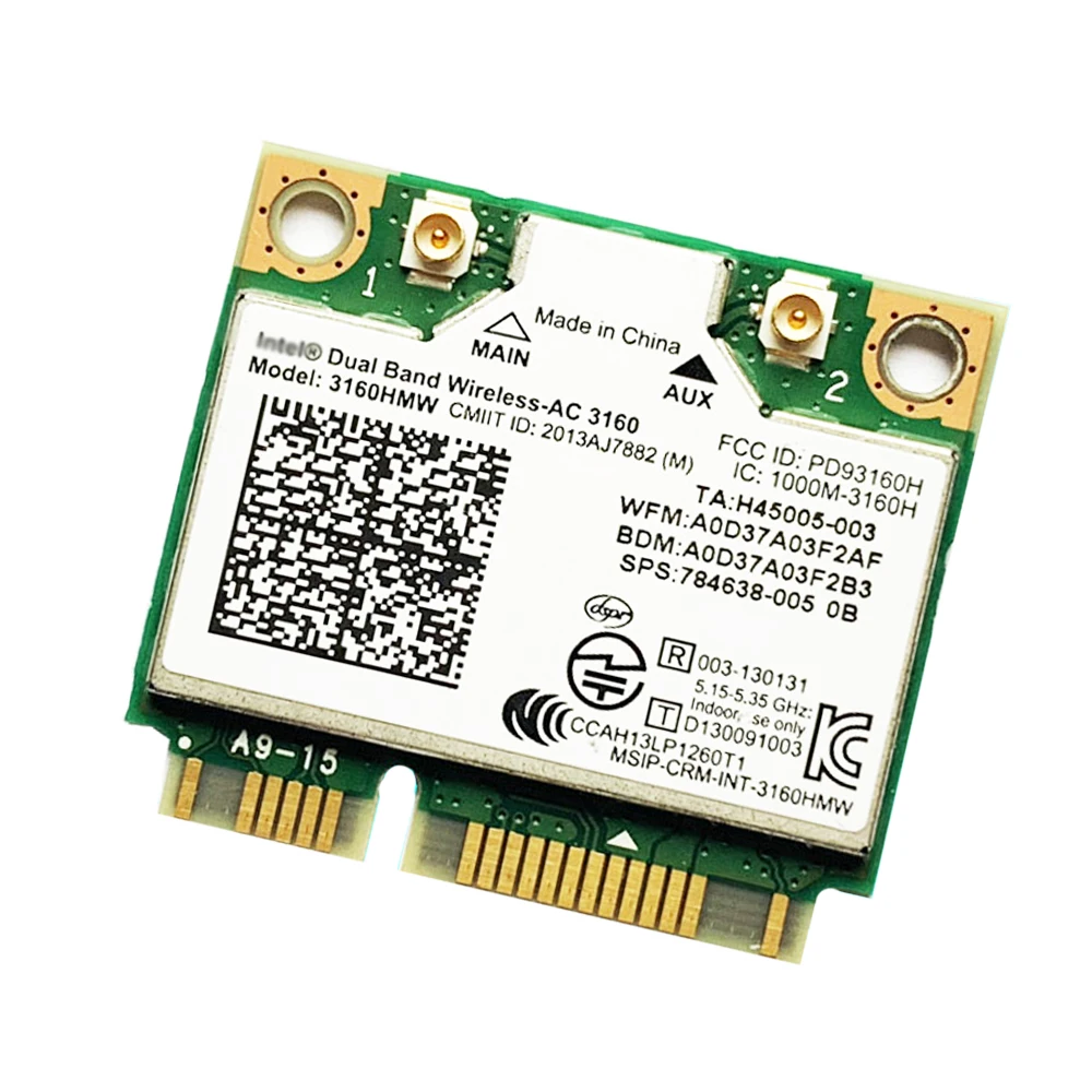 Mini PCI-e Wi-Fi Беспроводной bluetooth карта для ноутбука Dual Band 2 4 ГГц 5 Intel 3160 3160HMW 802.11ac AC +