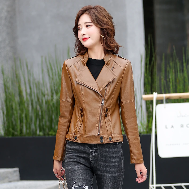 

Leather coat for Women 2020 new early autumn close-fitting short skinny PU leather jacket