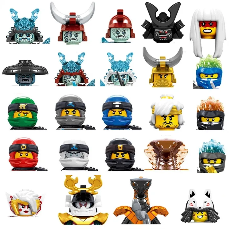 24pcs/set Ninja Kids Toys Samurai Snake Jay Kai Skull Soldier Anime Nya Lloyd Garmadon Bricks Head Building Blocks For Children | Игрушки и