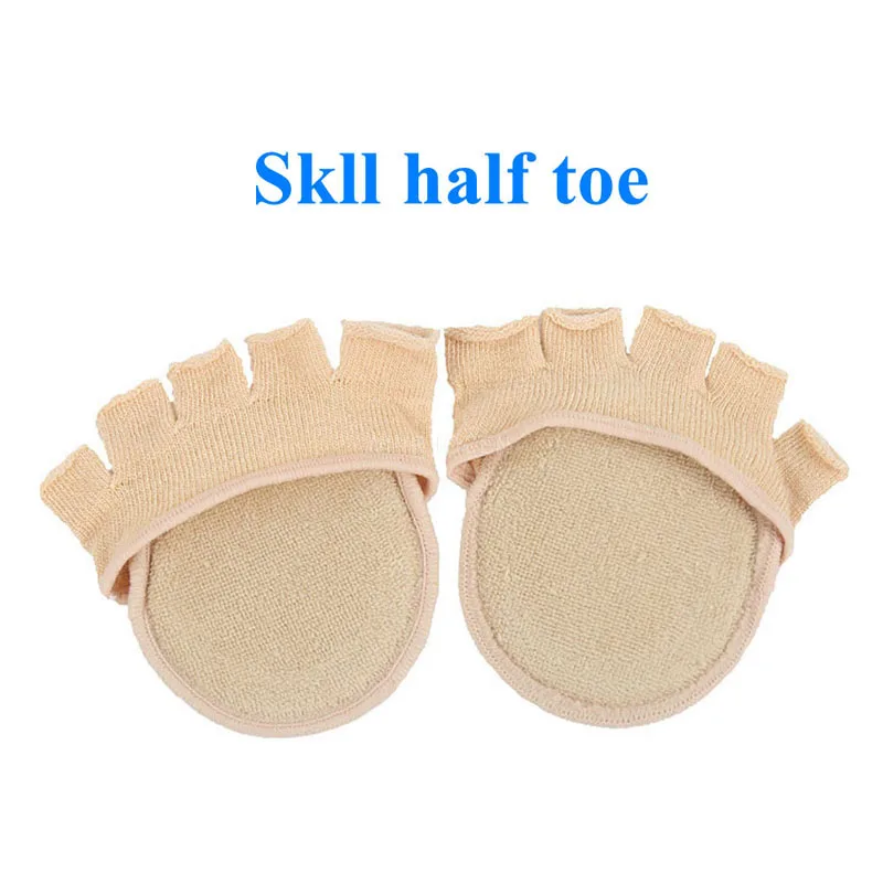 Skin half toe Хлопковые подушечки на половину стопы для мужчин и женщин, половинчатые подушечки для снятия боли, противоскользящие массажные подушечки на пятке, стельки для поддержки стопы - Цвет: Skin half toe