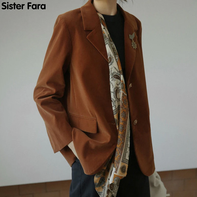 

Шикарный Блейзер Sister Fara с шелковым шарфом, Женская куртка, новинка весны 2021, короткая тонкая куртка, повседневные блейзеры, осенние женские ...