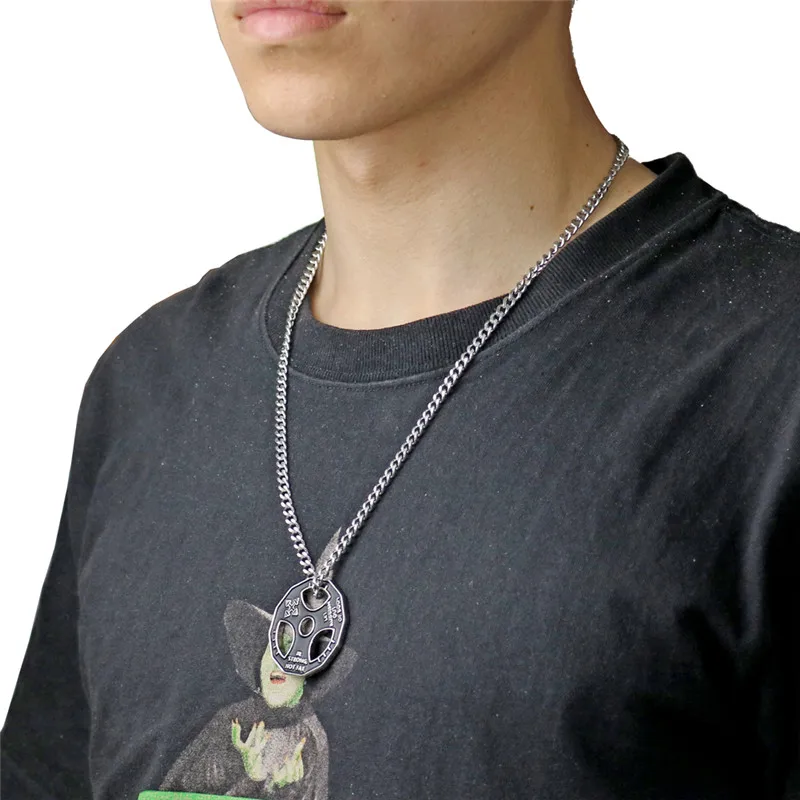 Мужская подвеска на шею черная Подвеска из нержавеющей стали гантель весовая