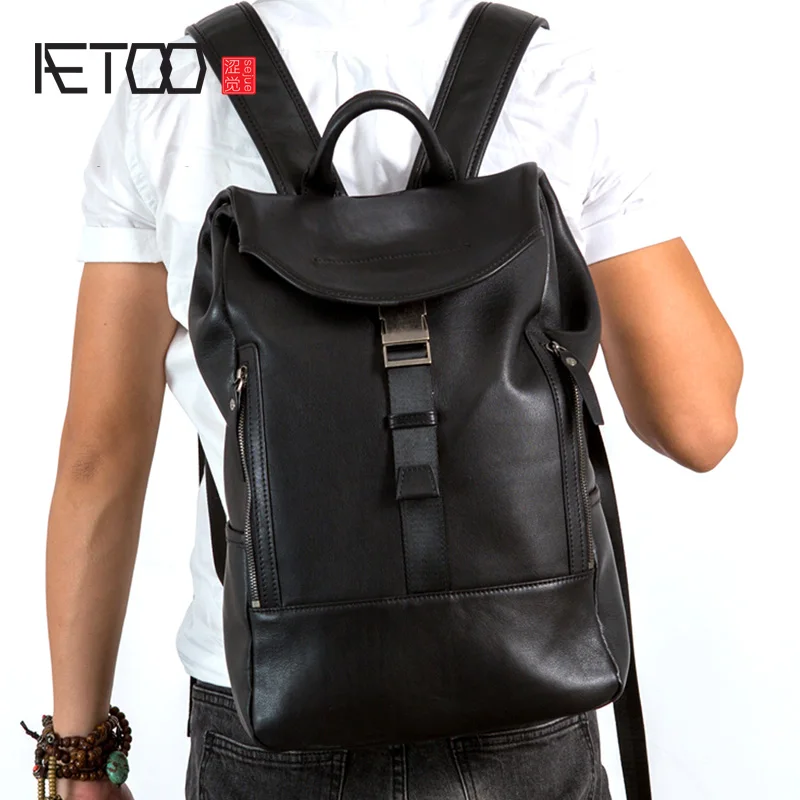 Мужской кожаный рюкзак AETOO модная индивидуализированная спортивная сумка с