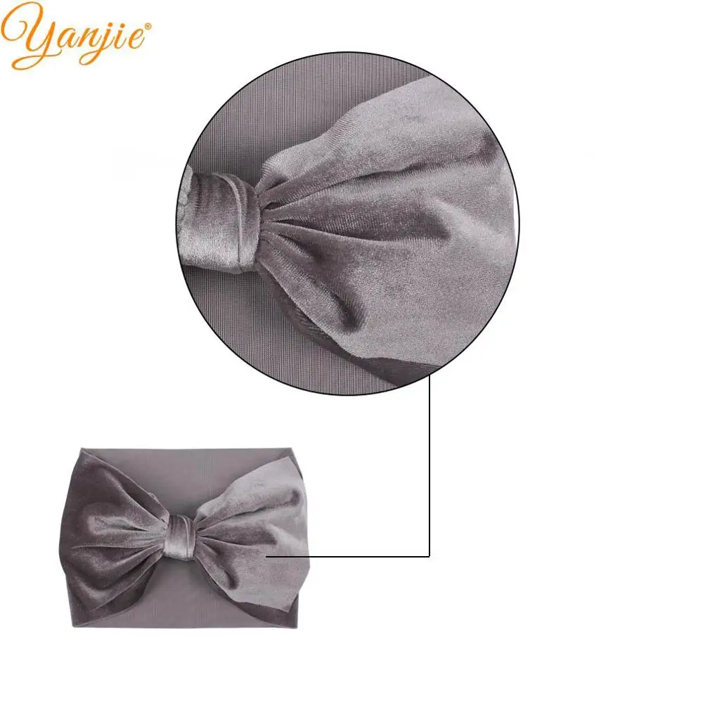 7 дюймов банты для волос бархатная повязка на голову широкие однотонные мягкие