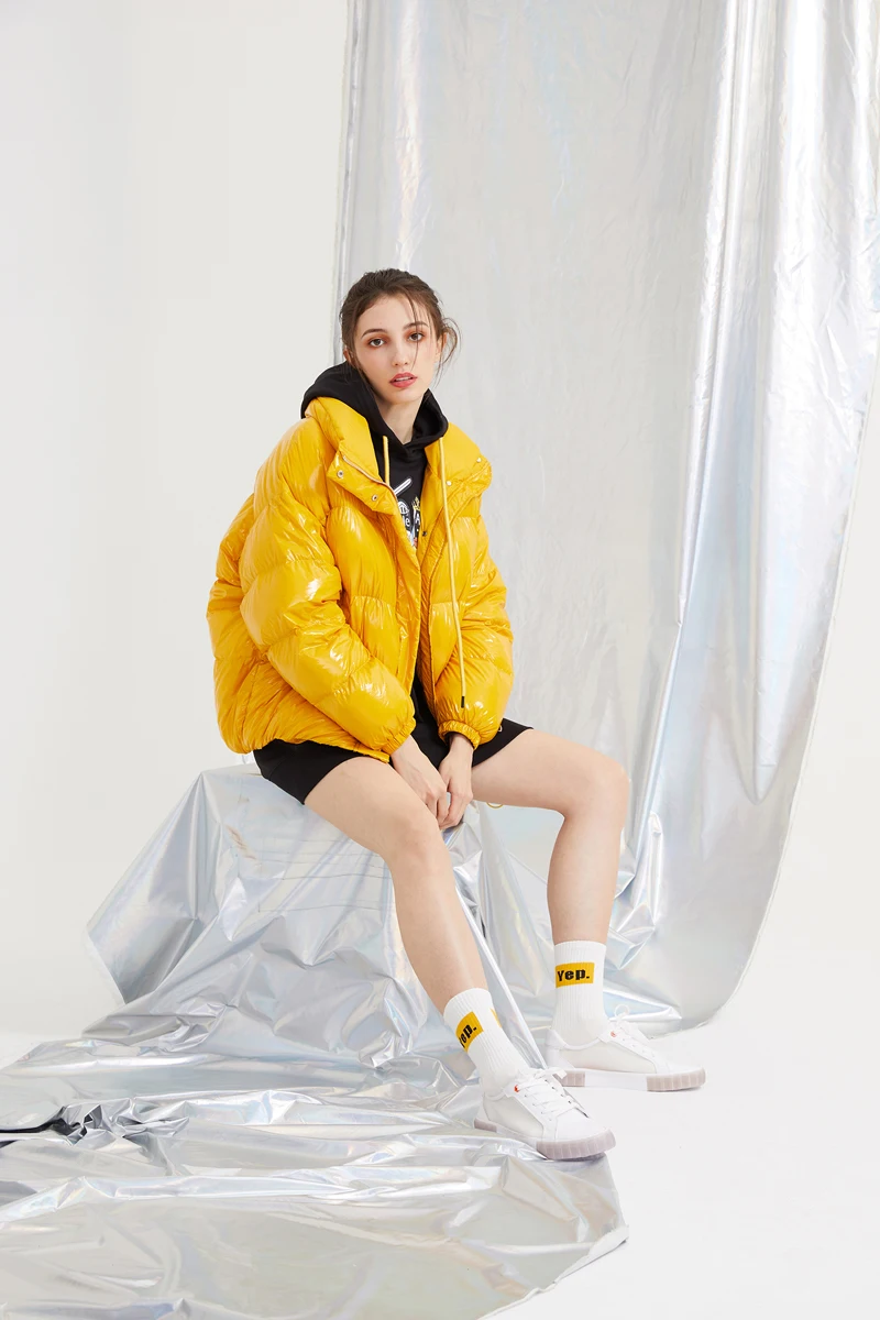 YNZZU Chic новая зимняя куртка женская повседневная короткая пушистая пуховая куртка женская утепленная теплая свободная яркая верхняя одежда A1121