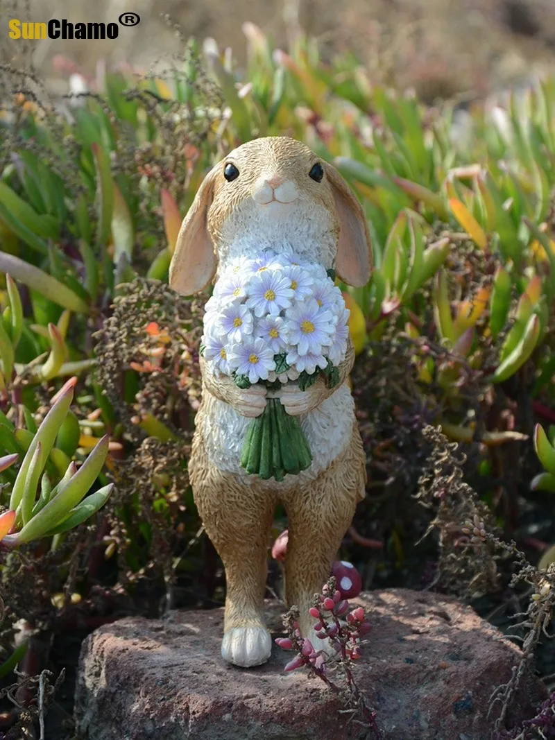 Новый Модный милый кролик украшения кукла садовый автомобиль полимерный