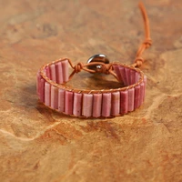 womens bracelet jewelry natural red geometry tube bead leather bag bracelet girlfriend gift