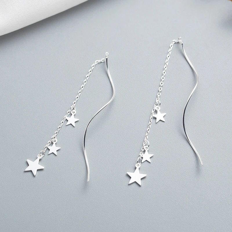 925 sterling silver Серьги из чистого серебра 925 пробы, модные корейские серьги со звездами, подарок для девушек и друзей - Цвет камня: 925 sterling silver