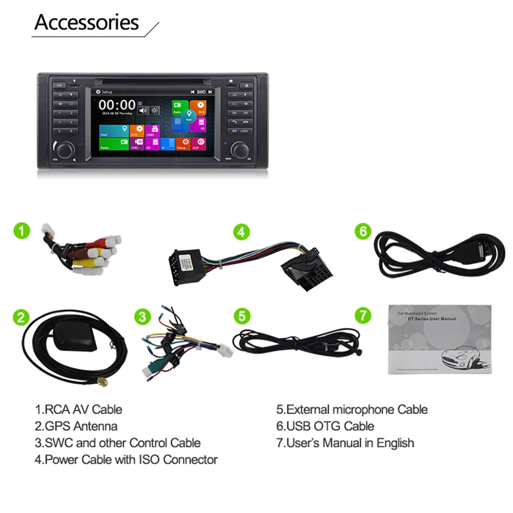 Автомагнитола Eunavi 1 Din 7 ''с GPS навигацией стерео для BMW E39 1996 2003 E53 X5