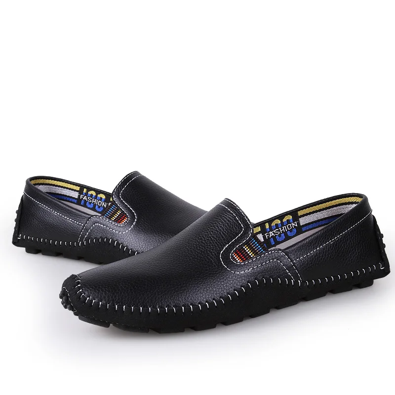 

Men's Genuine Leather Loafers Classic Hand-Stitched Luxury Casual Loafers British Retro Style Comfortable Flat Lazy Shoes