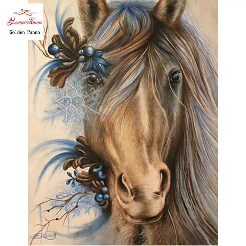 Cross stitch horse animal new year home decoration