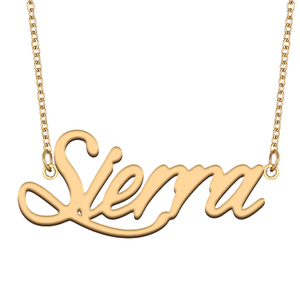

Sierra Name Necklace for Women Stainless Steel Jewelry Gold Plated Nameplate Pendant Femme Mother Girlfriend Gift