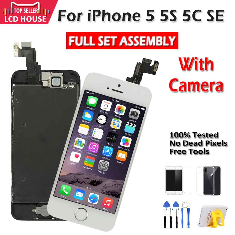 

Full Set Screen For iPhone 5 5G 5S 5C SE LCD Touch Digitizer Assembly Display Complete Replacement AAA Quality with Front Camera