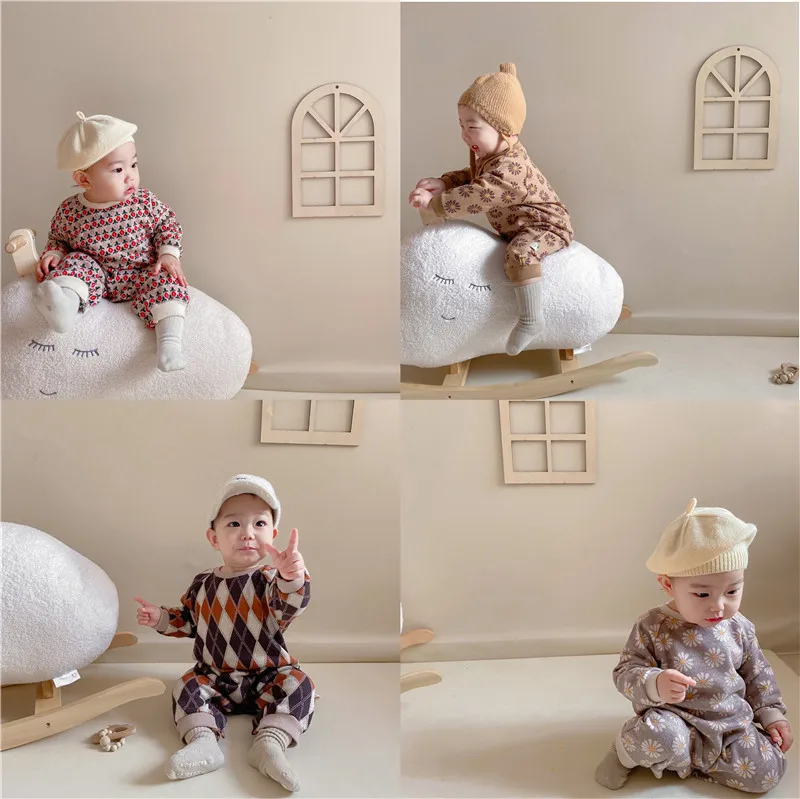 

2021 Spring Korean Children's Clothing Baby Khaki Long Sleeve Romper Infant Jumpsuit