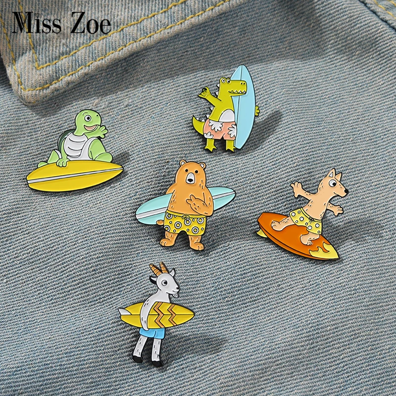 Эмалированные булавки для океан серфинга под заказ животное коза медведь собака