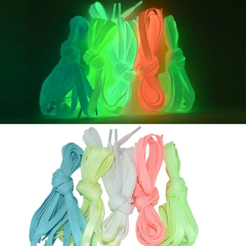 1 пара светящиеся шнурки Светоотражающие спортивные холсты плоские для обуви