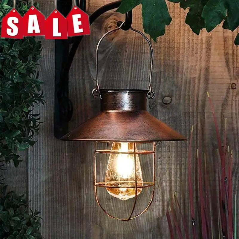 

Retro Solar Lantern Outdoor Hanging Solar Light Vintage Solar Lamp With Warm White Bulb For Garden Yard Patio Xmas Party Decor