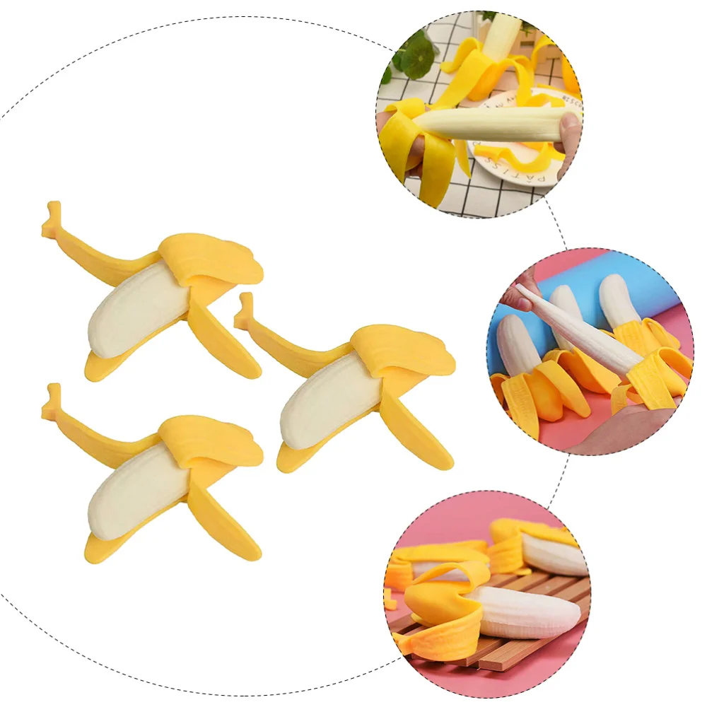 

3pcs Stress Relief Fidget Simulation Banana Cartoon Squeezing Toys