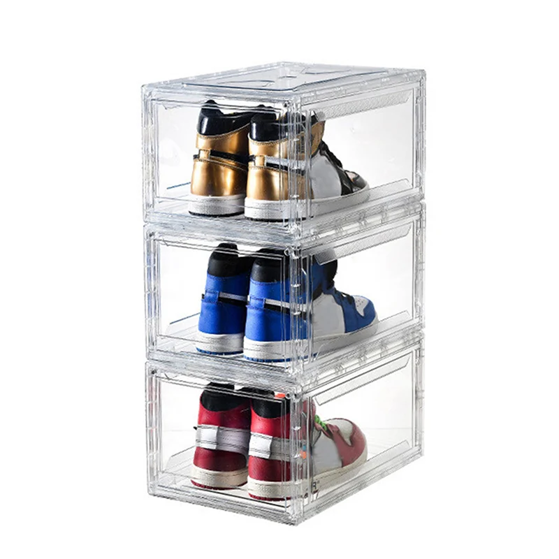 

Transparent Thickened Transparent Plastic Shoe Box Detachable Folding Shoe Box Magnetic Flip Storage Box Dust Proof Shoe Cabinet