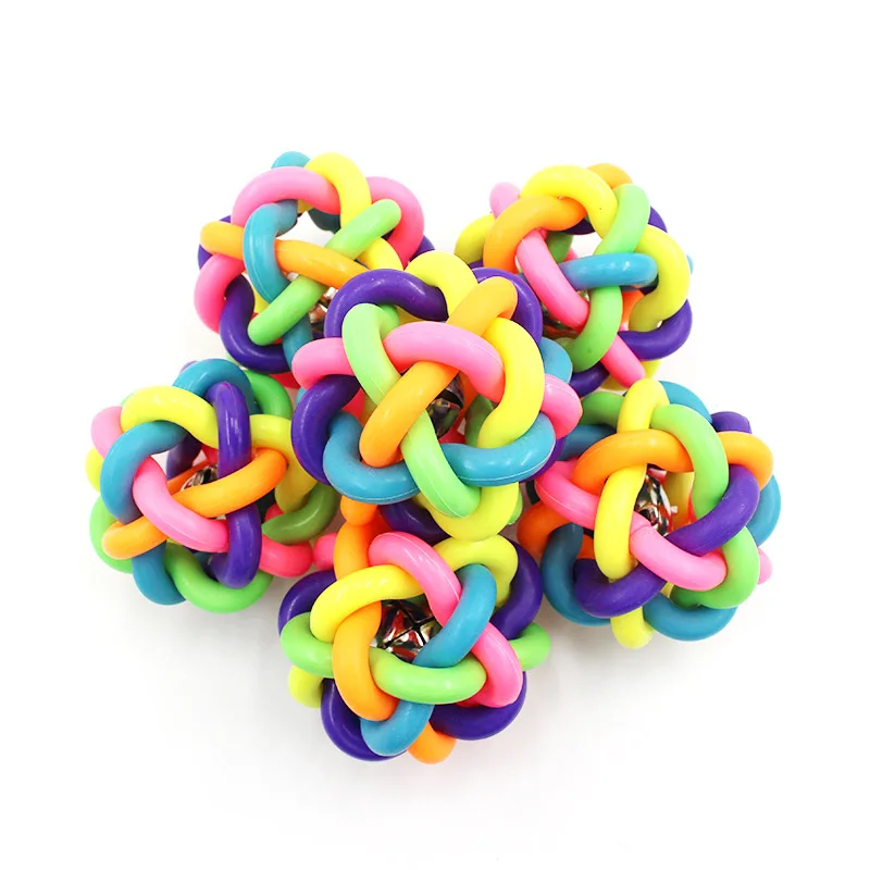 Красочный вязаный шарик-колокольчик игрушка для домашних животных игрушечный