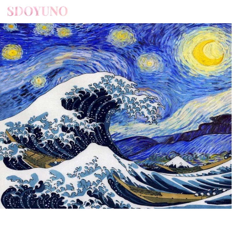 

SDOYUNO Sky Oil Painting Abstract Drawing On Canvas HandPainted Painting Art Gift DIY Paint By Number kits Home Decor