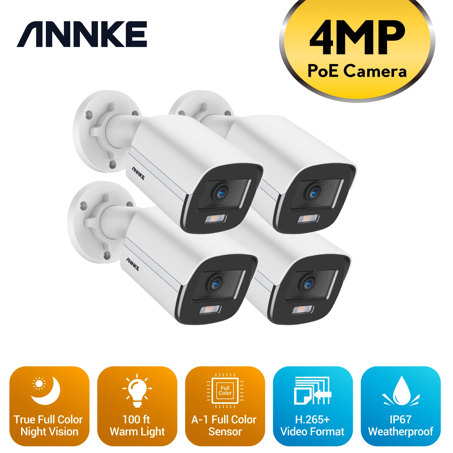 ANNKE 4MP Ace полный Цвет Ночное видение ip-камеры с питанием по POE H.265 + камеры