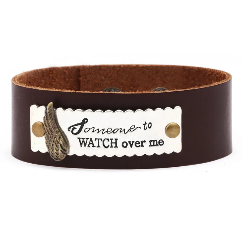 Сплав крылья английская буква браслет для женщин мужчин коричневый черный Мода