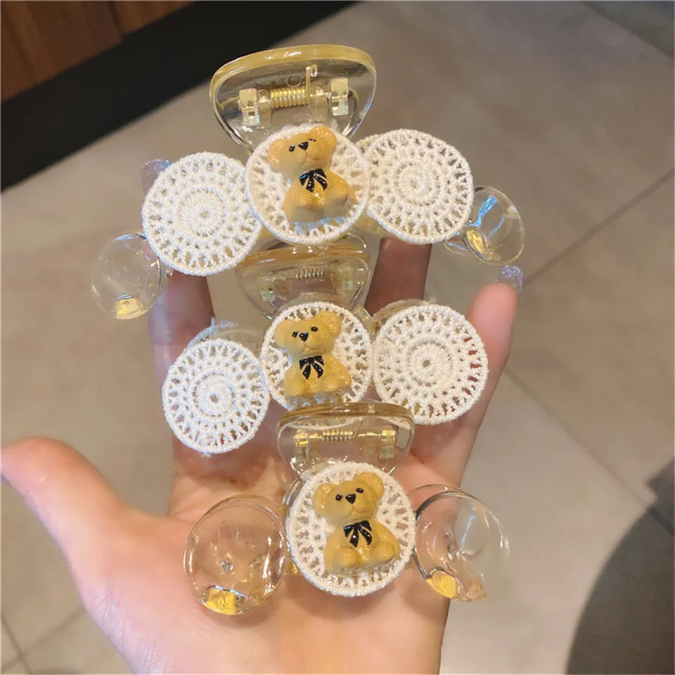 

Hot Korean Kawaii Bear Animal Hair Clip Claw Clamp For Women Girls Kids Hairpin Crab Headband Hair Washface Accessories Headwear