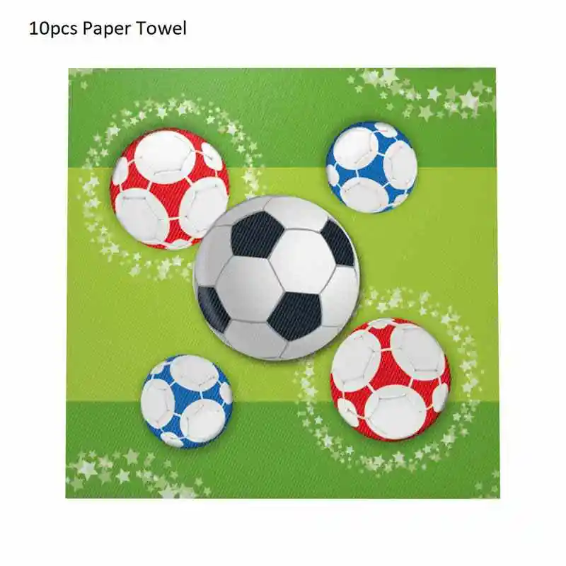 10pcs Paper Towel Футбол вечерние посуда Бумага пластины салфетки под чашки скатерть баннер счастливый день рождения, мероприятие, вечеринка принадлежности для мальчиков Festa - Цвет: 10pcs Paper Towel