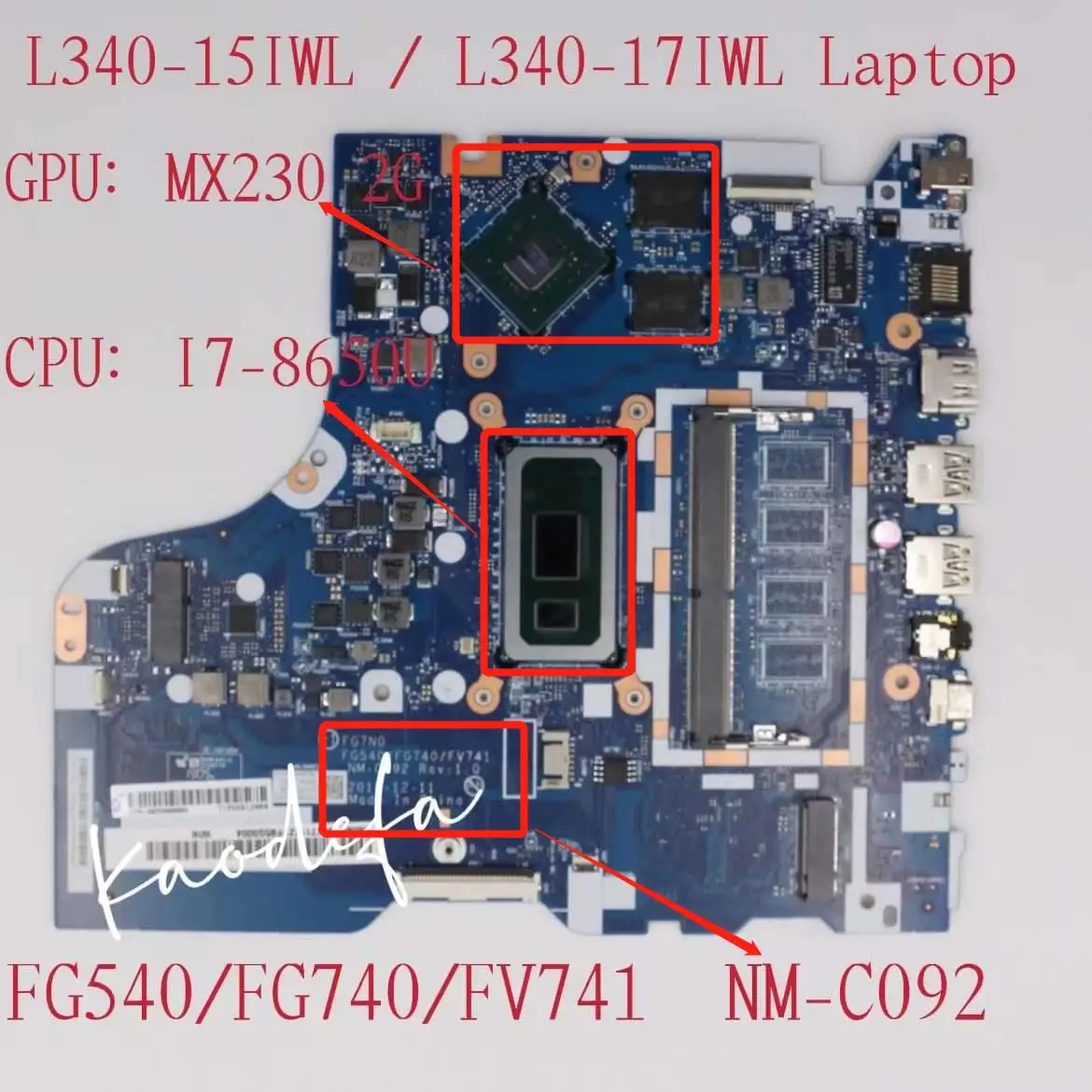 

NM-C092 для Lenovo Ideapad L340-15IWL/17IWL материнская плата для ноутбука CPU:I7-8565U GPU:MX230 2G DDR4 FRU:5B20S41713 5B20S41714