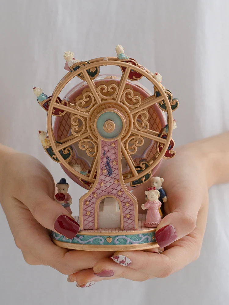 

Ferris wheel music box bear rotating sky city music box girl girlfriends princess birthday children's day gift music decoration