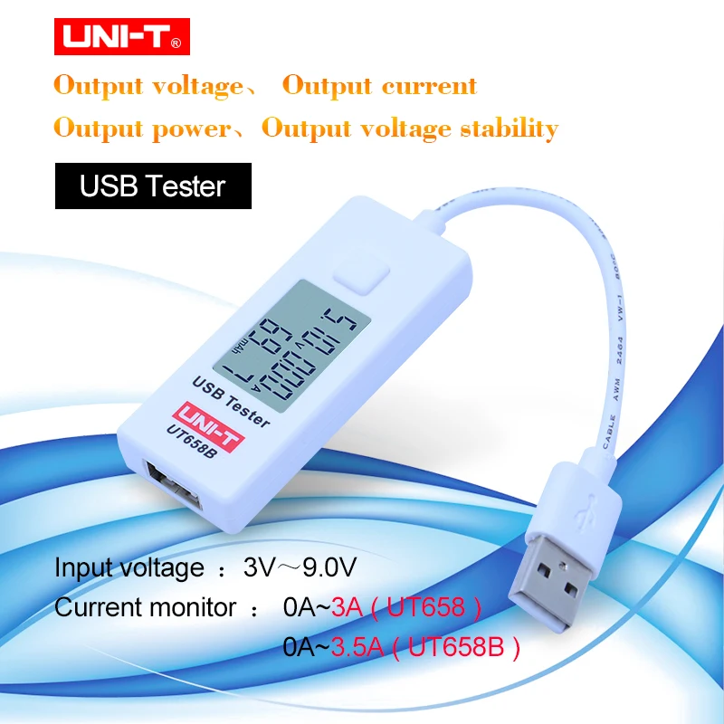UNI T UT658B USB Тестер Вольтметр Амперметр цифровой ЖК дисплей Напряжение монитор