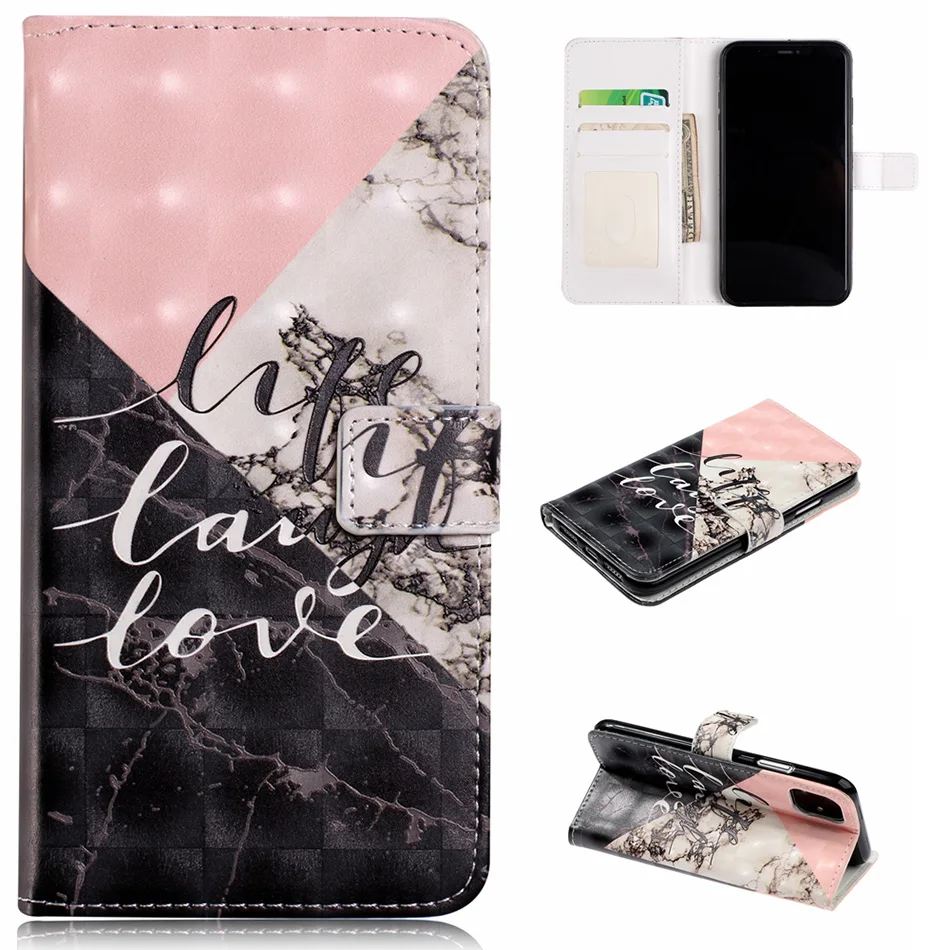 Чехол из искусственной кожи с цветком для iPhone 8 7 Plus 6 6S 5 5S SE кошелек сумка 11 Pro XS Max XR