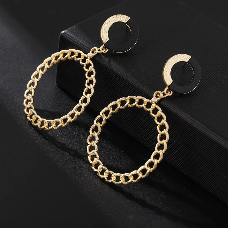 Модные женские серьги 2019 массивные висячие для женщин геометрический корейский