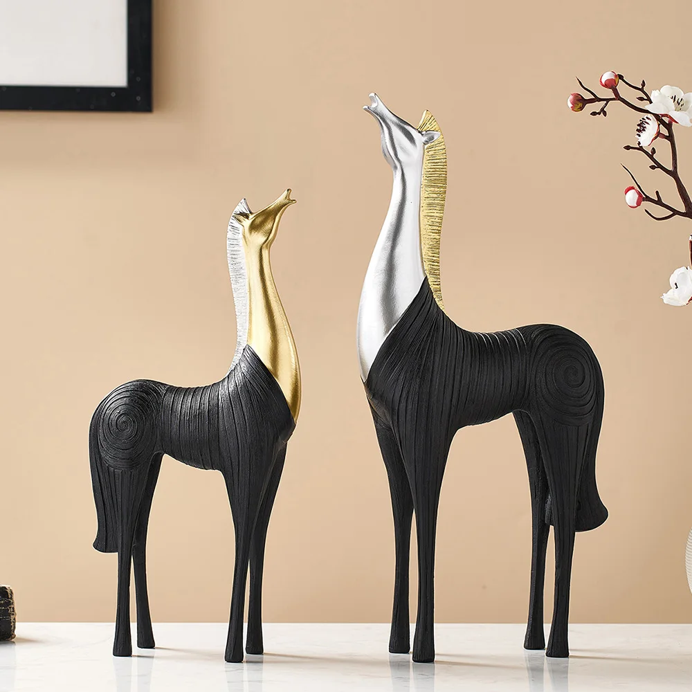 

horse Statue Home Decor Living Room Porch Decorations horsel Sculpture TV Cabinet Ornament Crafts Abstract Animal Figurine gift