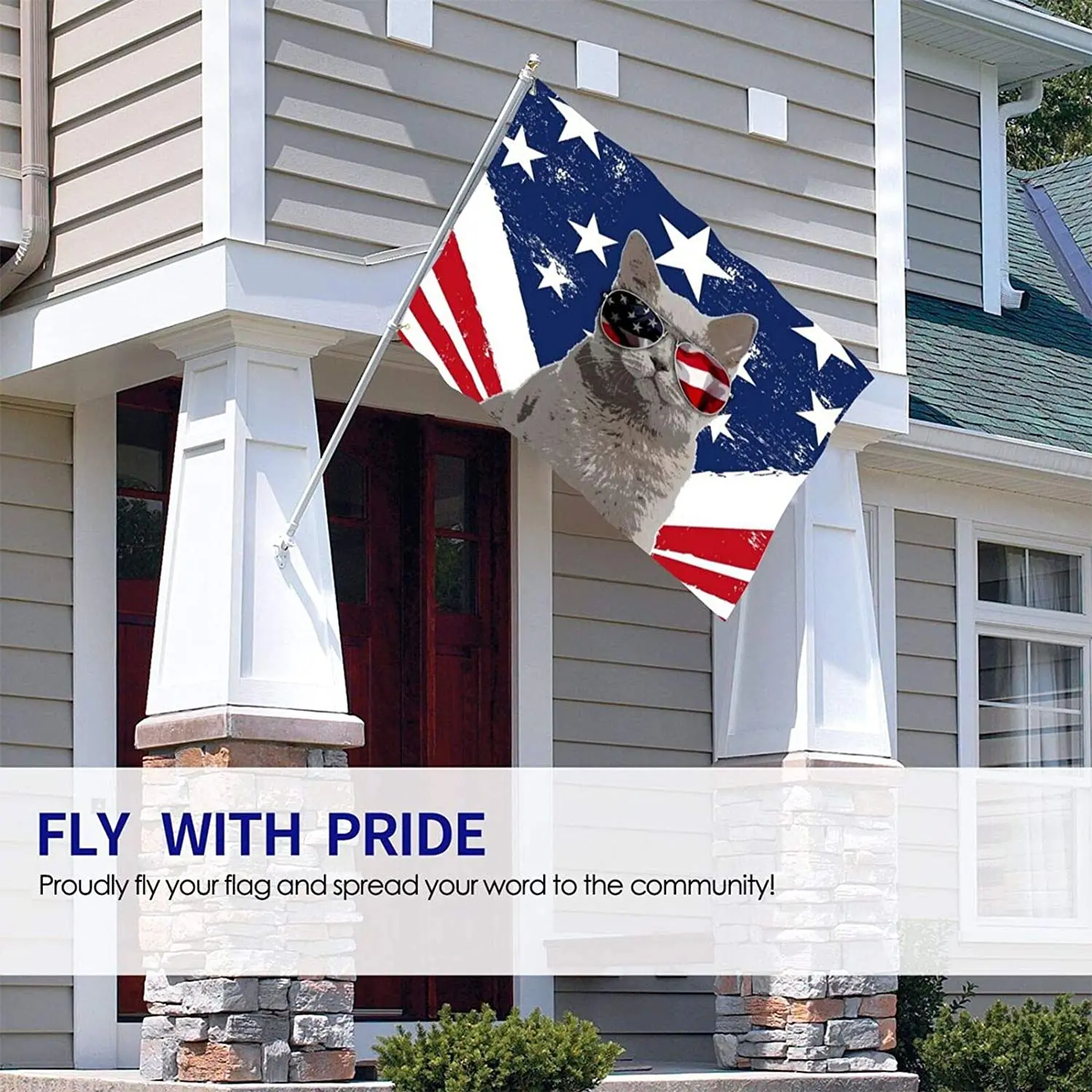 Забавные солнечные очки с котом США и американским флагом Садовый флаг 3x5 футов