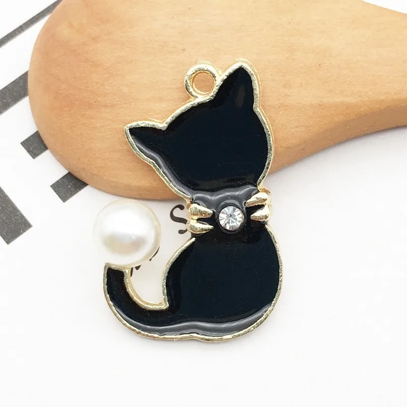 

Подвески эмалевый сплав жемчуг хвост котенка DIY подвесной браслет, ожерелье аксессуары