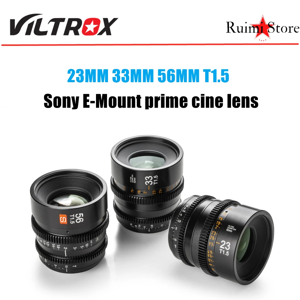 

Viltrox 23mm 33mm 56mm T1.5 APS-C Manual Focus Large aperture Cine lens for Sony E Mount Cameras A6300 a7M2