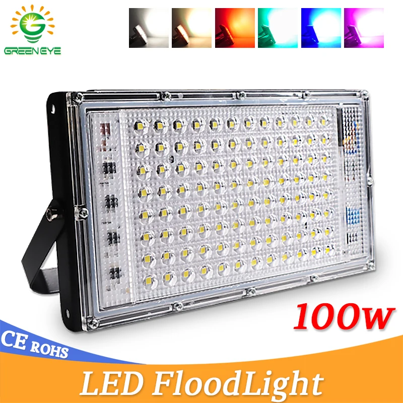 

LED Flood Light 50W 100W led Floodlight RGB cold warm AC220V 240V LED street Lamp waterproof IP65 led spotlight outdoor Lighting