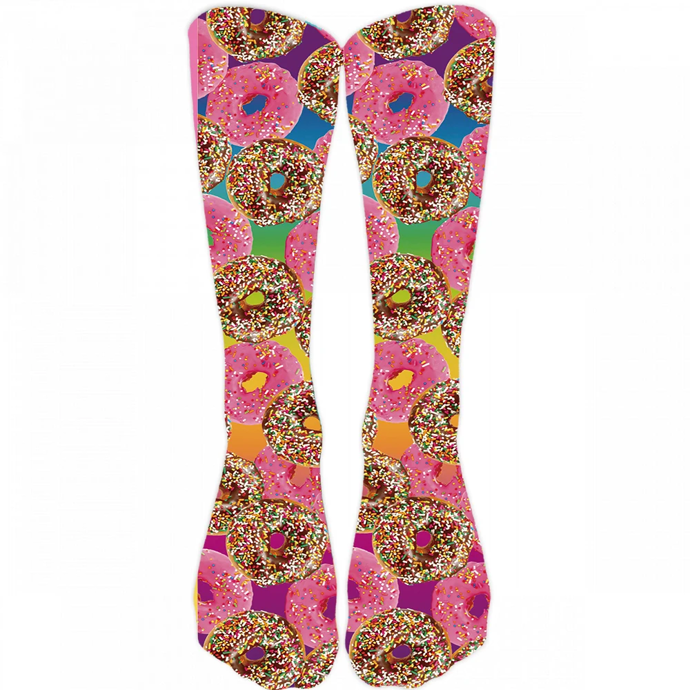 Прямые носки с принтом Макарон для девочек модные смешные компрессионные