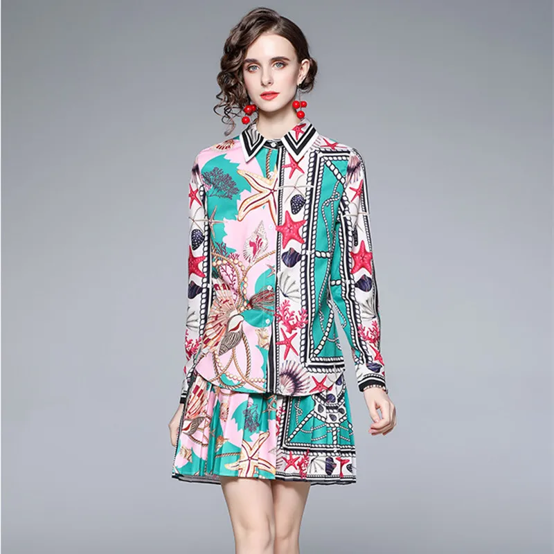 Женский модельный костюм из двух предметов элегантный однобортный Топ с принтом