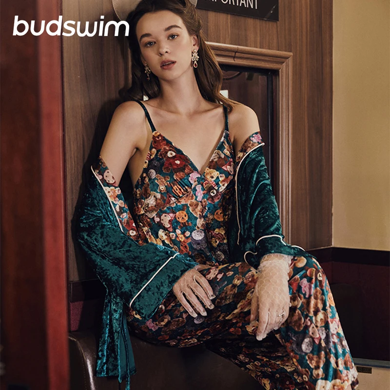 Женская мода синий Beiqiu Новый Медвежонок Ретро Золотой Бархат сексуальные