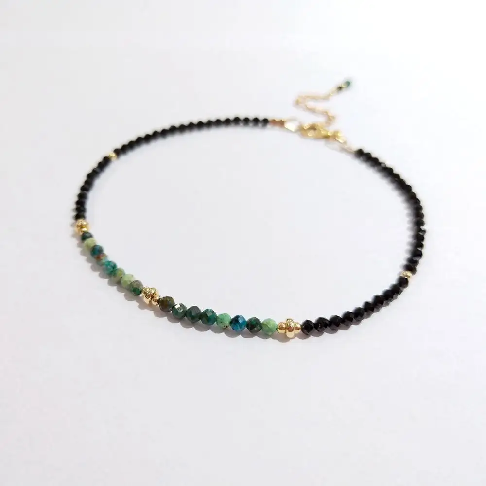 Браслет на ногу Lii Ji из натурального камня Черный шпинель лазурит лунный камень