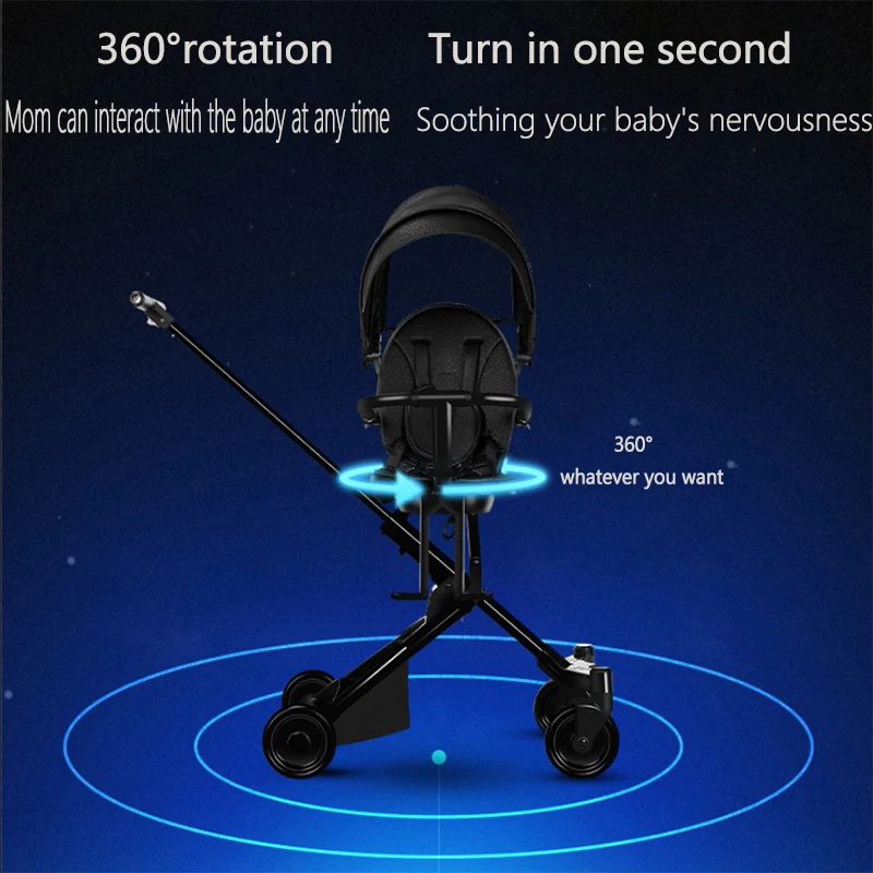Baby Stroller Aluminum Alloy Light Foldable Sitting And Lying High Landscape Strollers Comfortable 360 Du Rotary Steering