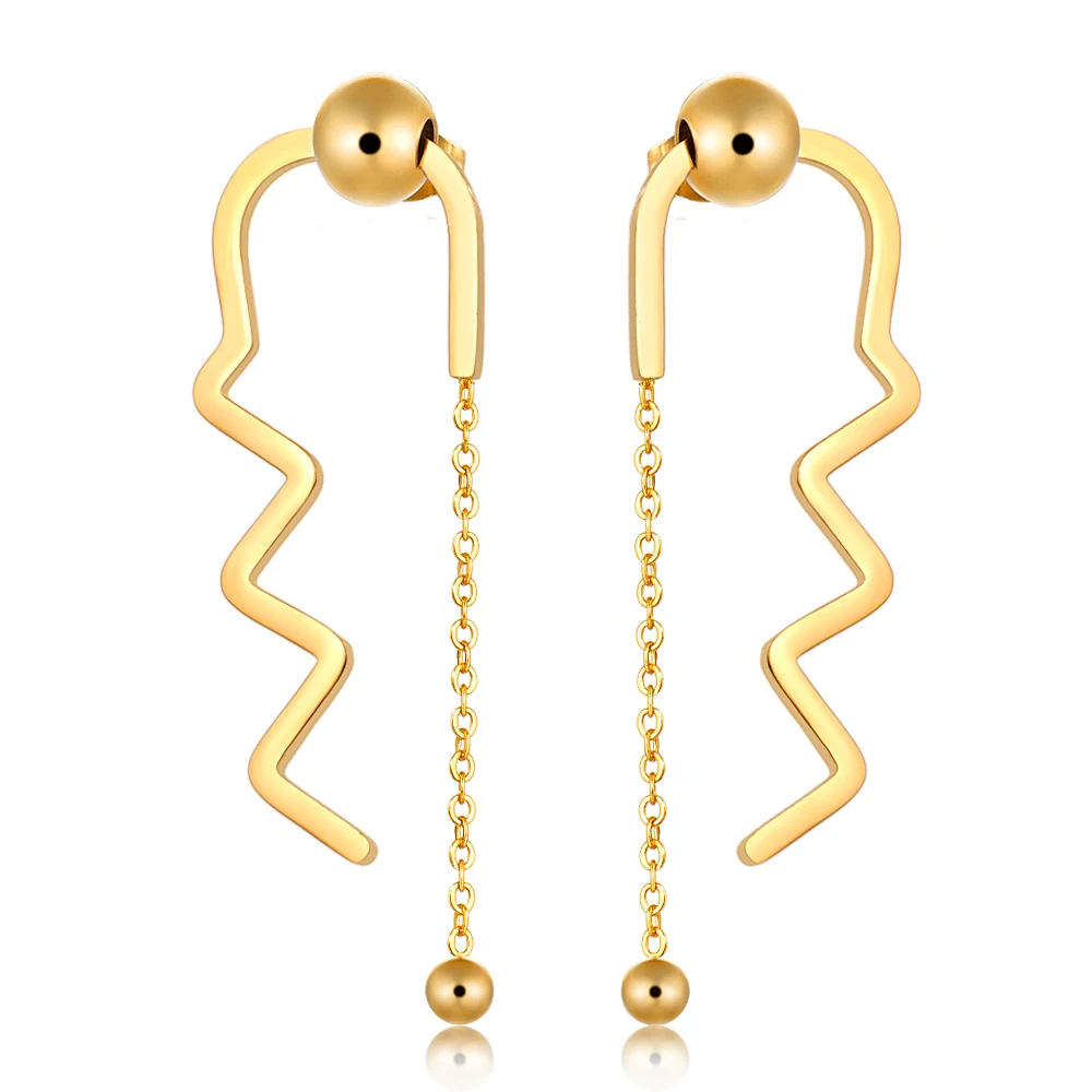 Серьги подвески женские Позолоченные из титановой стали|Серьги-гвоздики| |