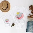 Летняя Детская мультяшная слон Дамбо для мальчиков и девочек, уличная одежда с принтом Famliy Look, детская одежда в стиле Харадзюку, забавная футболка унисекс для взрослых