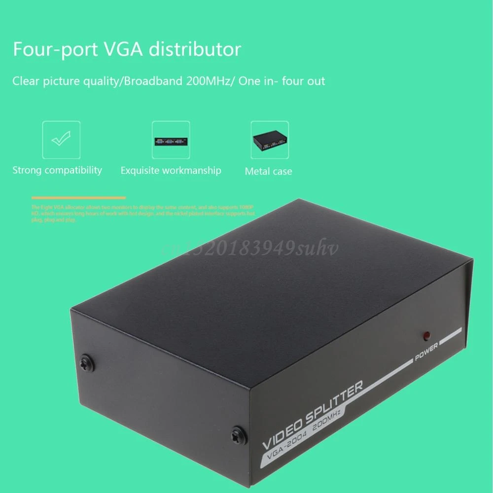 

4 Port VGA Frequency Divider 200Hz Video Splitter High Frequency 1600*1280 Resolution 25m Transmission Distance