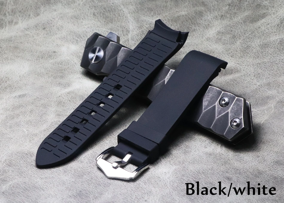

White Black Soft Outdoor curved Silicone Rubber Watchband 18mm 20mm 22mm For Seiko Oris Omega Role Watch Strap waterproof strap
