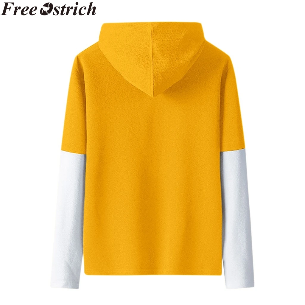 

Men stitching print fashion Sweatshirts Hoodies loose pullover pocket plus size Sweatshirt long sleeve casual drawstring Tops