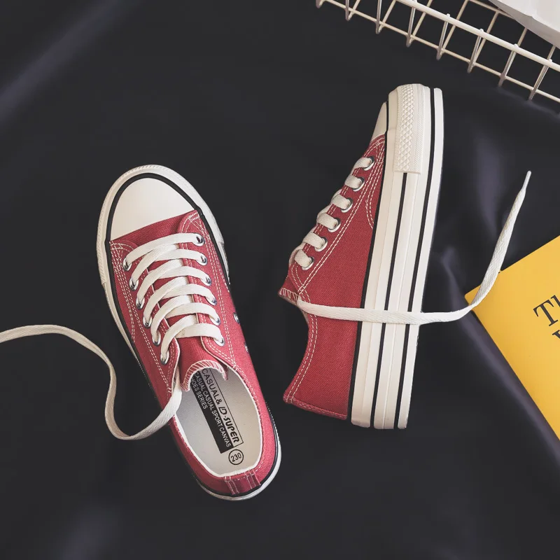 

New Fashion Woman Platform Shoes 2019 Summer Women Shoes Casual Solid Canvas High Candy Color Women Casual Shoes Sneakers